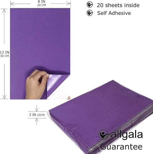 Allgala 20 Pack Self-Adhesive EVA Foam Paper 8x12 Inch Sheets-Purple-CF85406...