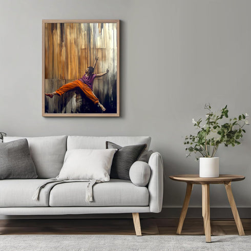 Posterizer-color paint splashes-dancer on mural street graffiti -4-Retro Art-Abstract & Modern Art-Gift for Street Art, Mural Fans- unframed wall ...