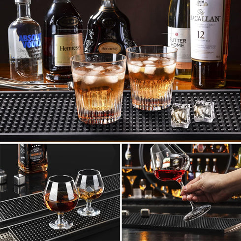 Facmogu 2PCS Rubber Bar Mats, 24x3" / 60x8cm Coffee Bar Countertop Spill Mats, Rubber PVC Kitchen Drink Service Mat, Rail Runner Drip Mat, Non Sli...
