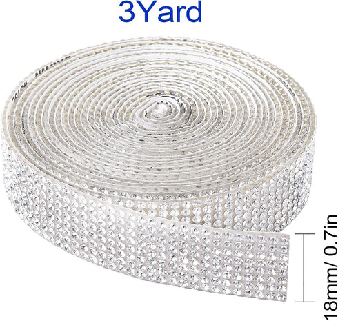 Berenlu Self Adhesive Crystal Rhinestone Diamond Ribbon?Rhinestone Decorative Sticker with 2mm Rhinestones, Diamond Crystal Sticker for Car Decora...