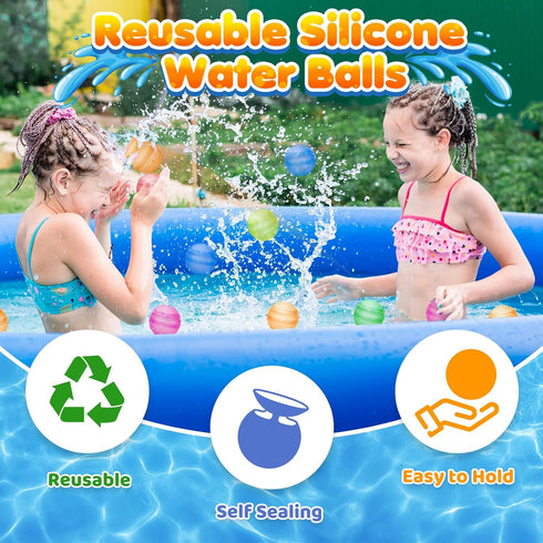 Reusable Water Balloons for Kids Adults, Refillable Summer Beach Pool Toys for 3 4 5 6 7 8 9 10 11 12 Year Old Boys Girls, Quick Fill Self-Sealing...