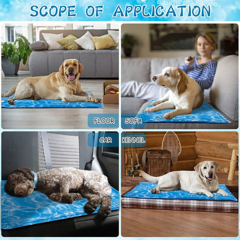 Dog Cooling Mat Water Injection Pet Cooling Pads Dogs & Cats Pet Cooling Blanket for Outdoor Car Seats Beds (Small(18IN* 20IN), Ocean Blue)...