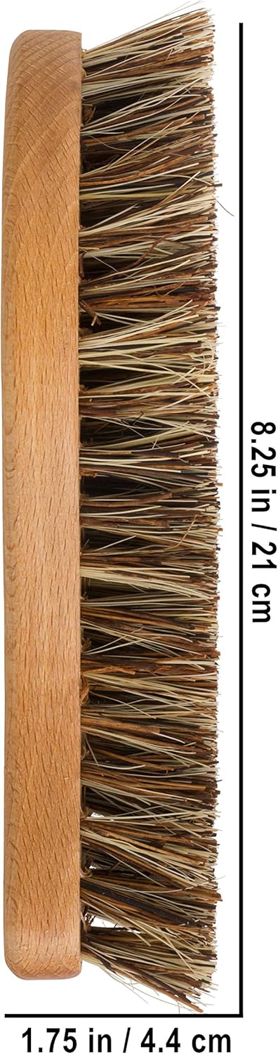 Redecker S-Shaped Union Fiber Scrub Brush with Oiled Beechwood Handle, 8-1/4 inches, Unique Shape Easily Reaches Corners, Resilient Natural Bristl...