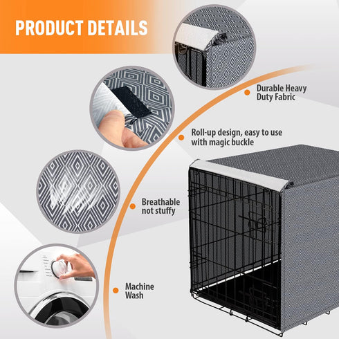 Dog Crate Cover for Wire Cages 30 Inch Indoor Breathable Polyester Pet Kennel Cover Machine Wash & Dry (Cover Only)...