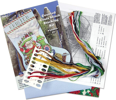 Tobin Santa's Train Cross Stitch Stocking Kit, 17" Long 14 Count...