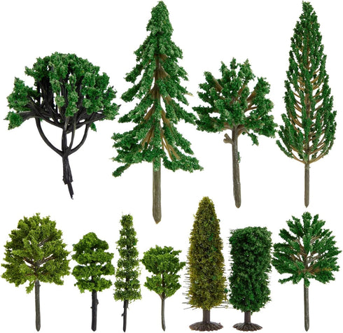 Bright Creations 55-Pieces of Miniature Model Trees for Diorama Supplies, Scenery, Landscape, DIY Projects, Arts and Crafts, Train Village, Railro...