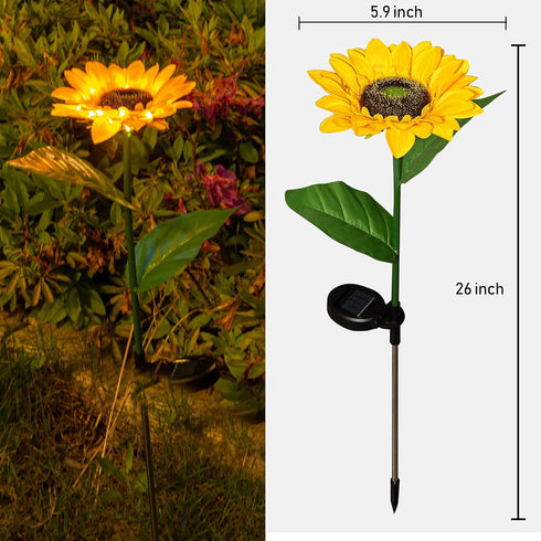 DAZZLE BRIGHT Sunflower Shape Solar LED Lights, 2 Pack Garden Waterproof Decorative with Stake for Outdoor Yard Pathway Outside Patio Lawn...