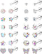 LOYALLOOK 14Pairs Hypoallergenic Screwback Earrings for Women Tiny CZ Pearl Ball Heart Flower Screw Back Earring Studs 316L Stainless Steel Stud E...