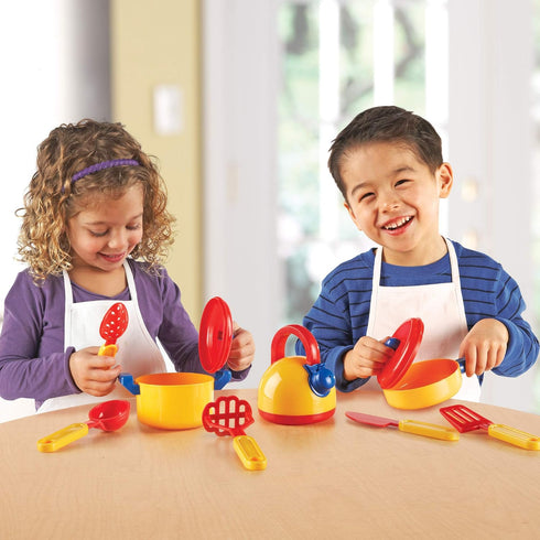 Learning Resources Pretend & Play Cooking Set - 10 Pieces, Ages 3+ Pretend Play Food for Toddlers, Preschool Learning Toys, Kitchen Play Toys for ...