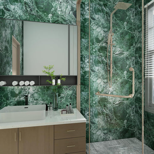 Green Wallpaper Marble Peel and Stick Countertop Granite Contact Paper 16" × 78.7" Self Adhesive Removable Waterproof Furniture Top Cover Vinyl Wr...