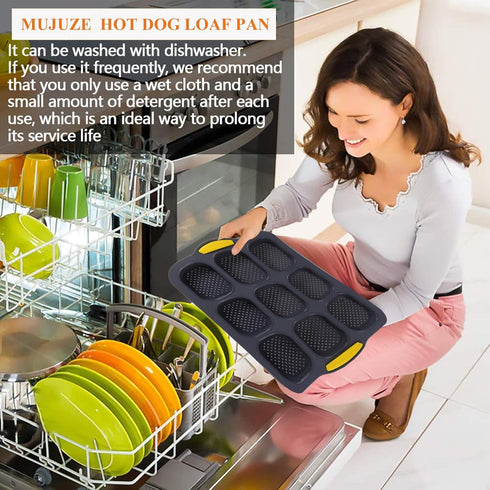 MUJUZE Mini Loaf pan, 9 Cavity Silicone Bread Pan Mini Bread Pan Brownie Pan, Nonstick & Heat Resistant Mini Baguette Pan, Baking Pan for Bread...