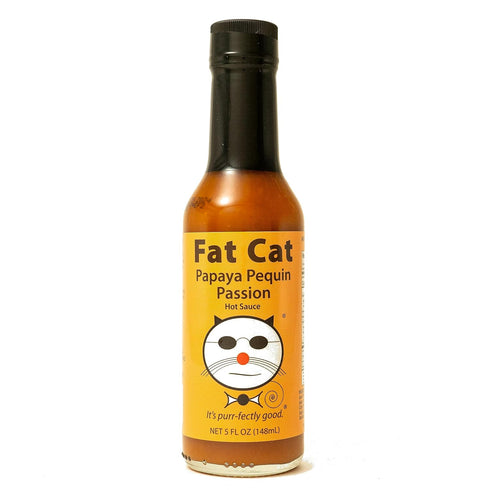 Papaya Pequin Passion Natural Hot Sauce by Fat Cat Gourmet | Savory Caribbean Inspired Fruit Sauce for Seafood, Veggies, Pork, Poultry | Mild Heat...