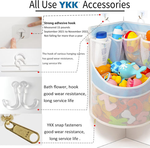 PVC Material Bathtub Toy Holder Prevent Long Spots Bath Toy Storage Bath Toys for Kids Ages 4-8 17“x13”Mesh Bath Toy Holder let Baby Bath Toys Qui...