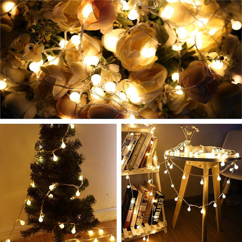 Merdeco Globe, Plug in String Lights 10ft/3m 20 LED Bulb Warm White Fairy Lights for Birthday/Christmas/Wedding/Party Indoor Outdoor Decoration...