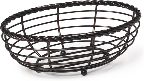 Gourmet Basics by Mikasa Rope Metal Oval Bread Basket, Black, 11-Inch -...