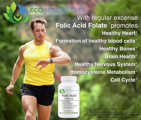 Folic Acid Folate 5mg (B9) Prenatal, Reproductive Health, Homocysteine, Metabolism, Cardiovascular, Bone, Immune Support, Allergen Free, Non GMO -...