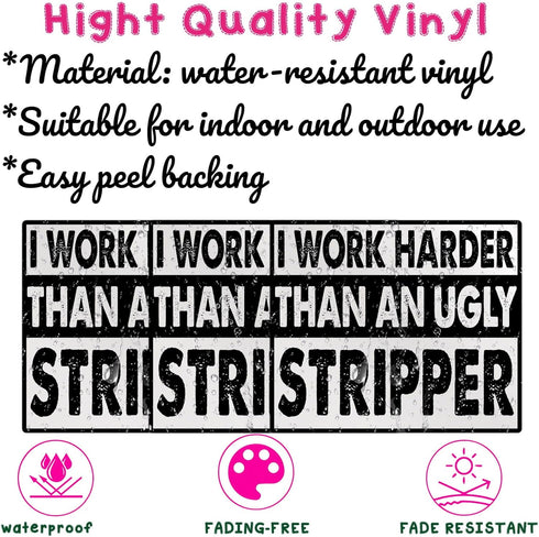 (3PCS) I Work Harder Than an Ugly Stripper Sticker Hard Hat Worker Blue Collar 3" Die-Cut Waterproof Vinyl Sticker for Toolbox Helmet Water Bottle...