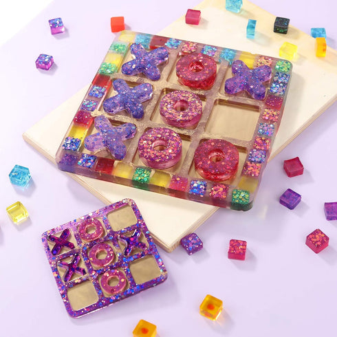 LET'S RESIN Large Tic Tac Toe Resin Mold 2Pcs, Tic Tac Toe Molds for Resin Casting, Large Epoxy Resin Silicone Molds for DIY Tabletop Board Game,T...