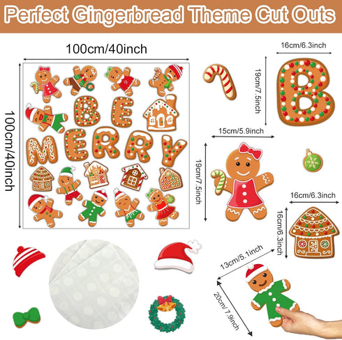 Christmas Cutouts Xmas Gingerbread Classroom Bulletin Board Decorations Merry Christmas Party Supplies for Toddler Kids Students Classroom Decors...