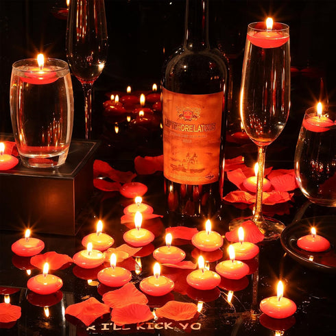 Nuanchu 20 Pcs Floating Candles Centerpieces for Wedding 1.5 Inch Small Unscented Floating Candles Decoration for Wedding Party Thanksgiving Hallo...