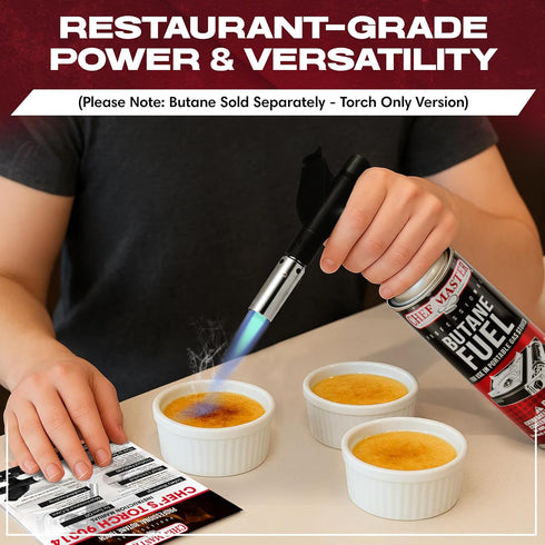 Chef's Torch, Kitchen Torch, Cooking Torch, Refillable Butane Torch Lighter w/ Adjustable Flame for Searing Steaks, Creme Brulee, Desserts, BBQ, B...