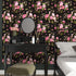 Black Floral Wallpaper Peel and Stick Wallpaper Vinyl Wallpaper Stick and Peel Pink Floral Contact Paper for Cabinets Waterproof Self Adhesive Wal...
