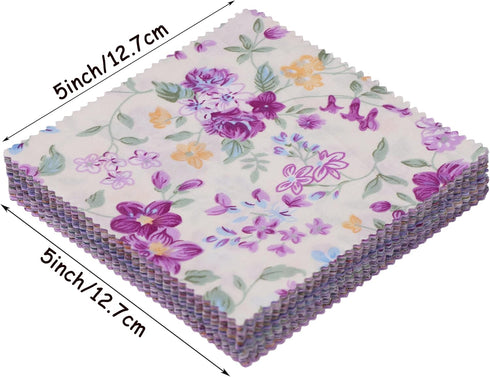 Purple Charm Pack, 42-5" Cotton Quilting Fabric Quilt Squares...
