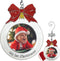 Baby's 1st Christmas Photo Ornament with a 2025 Charm - Shaped Like a Bulb with White Glitter and A Red Bow Design - Gift-Storage Bag Included - 3...