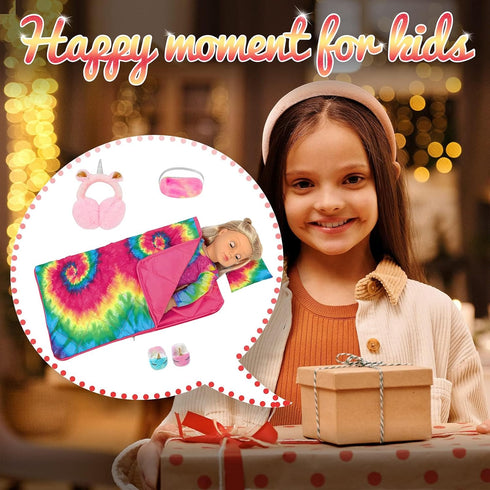 K.T. Fancy 18 Inch Girl Doll Clothes and Accessories Sleeping Bag Set Rainbow Angel of Doll Sleeping Bag, Pajamas, Shoes, Eye Mask, and Doll Pillo...
