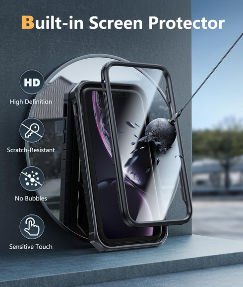 FNTCASE for iPhone XR Phone Case: Military Grade Full Protection Shockproof Hard Phonecase with Kickstand - Rugged Protective Cases Matte Textured...