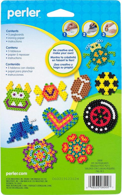 Perler Beads Basic Shapes Clear Pegboard Set, Small, Clear, 5 pcs...