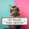 Cats Welcome People Tolerated - Wooden Sign With Metal - Cat Mom Gifts - Cool Gifts For Cat Lovers - Cat Decor - Crazy Cat Lady Gift...