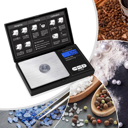 Fuzion Digital Pocket Scale, 200g/0.01g Gram Scale, Mini Scale Grams, Small Digital Scale, Small Food Scale, Jewelry Scale, Precision Scale with T...