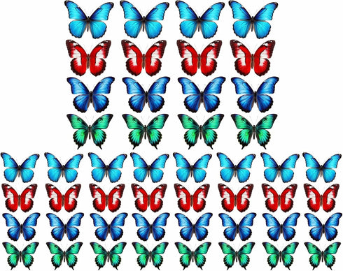 Butterfly Window Clings (36 pcs), Large Decals for Glass, Blue, Red, Orange, Teal, Anti Collision, Decorative, Reusable, Fade Resistant, Indoor Us...