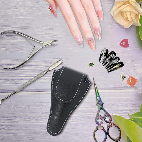 Scissors Safety Sheath Bag, Cuticle Scissors Cover Protector, PU Leather Sewing Scissor Sheath, Portable Storage Holder Holster Organizer for Hair...