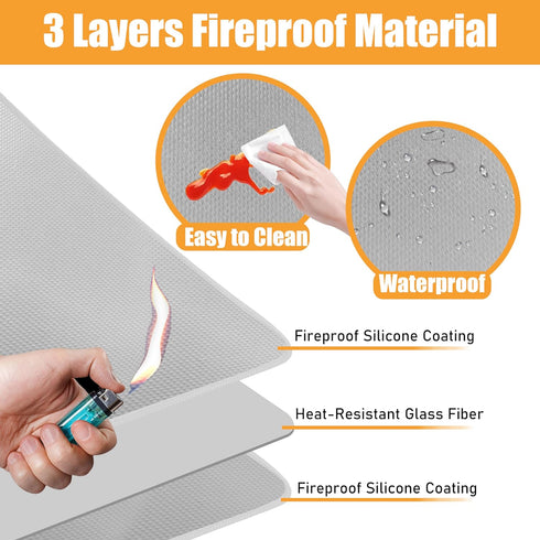Heat Resistant Mat for Air Fryer, 16 x 20in Heat Resistant Mat for Countertop, Fireproof Silicone Countertop Protector Appliance Slider Mat for Ai...