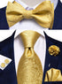 Hi-Tie Men Ties Bowtie Set Woven Silk Necktie Bow Tie and Pocket Square Cufflinks Set with Tie Clip or Flower Lapel Pin...