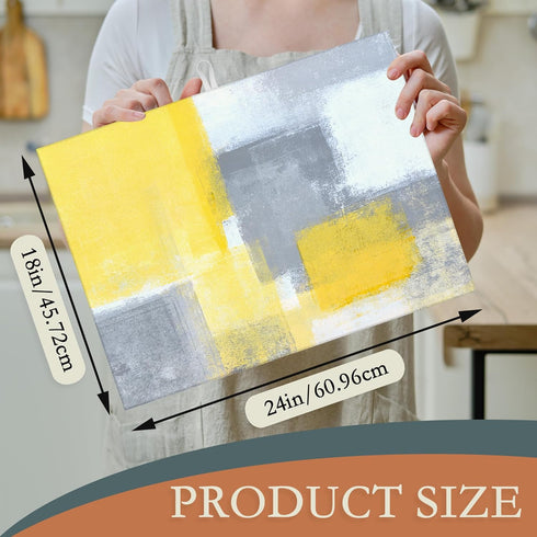 Grey Yellow Dish Drying Mats 18x24 Inch,Abstract Art Dish Pad Drying Rack Mat for Kitchen Counter Ultra Absorbent Microfiber Dishware Coffee Maker...