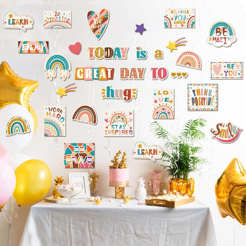 Boho Rainbow Classroom Decor Rainbow Bulletin Board Set Rainbow Clouds Star Heart Bulletin Board Boho Birthday Party Cutouts Motivational Rainbow ...