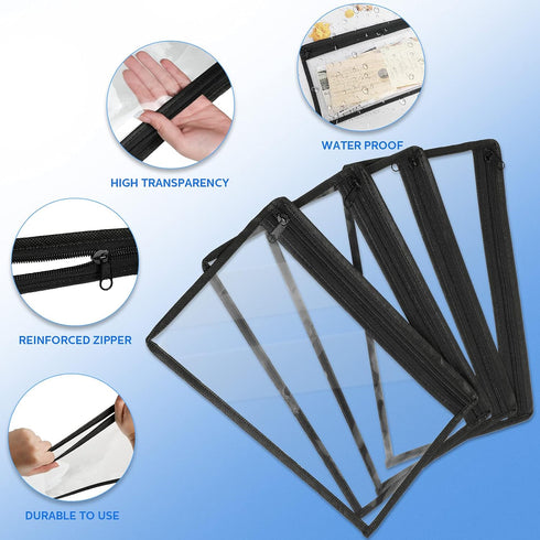 8 Pieces Clear Zipper Pouches Pencil Pouches PVC Makeup Pouch Envelopes Folder Storage Multi purpose Pouch Document File Organization Bags, Office...