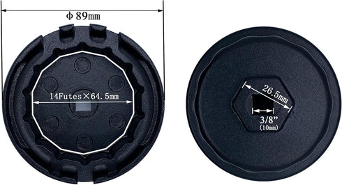 Toyota Oil Filter Wrench, 64mm, 14 Flute, 2.5-5.7L Engine, Black Aluminum...