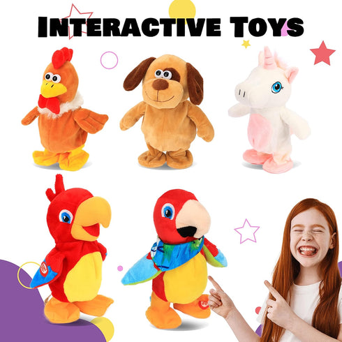 Hopearl Talking Unicorn Repeats What You Say Walking Electric Interactive Animated Toy Speaking Plush Buddy Gifts for Toddlers Birthday, 9.5''...