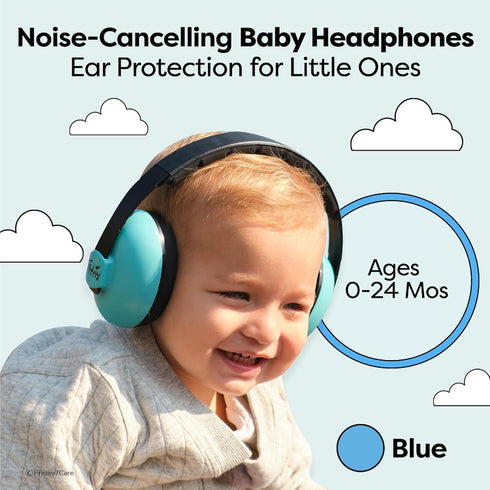 Baby Headphones for Noise Protection - 1 Count Blue Over-Ear - Adjustable Headband & Padded Earcups - Infant Noise Blocking Earmuffs & Toddler Ear...