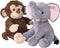 Elephant and Monkey Stuffed Animals - 2 Soft Plush Animal Toys for Baby, Toddler and Kids - Cute and Cuddly Friends for Boy or Girl - Great Gift f...