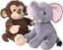 Elephant and Monkey Stuffed Animals - 2 Soft Plush Animal Toys for Baby, Toddler and Kids - Cute and Cuddly Friends for Boy or Girl - Great Gift f...
