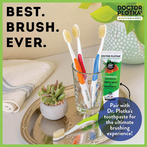MOUTHWATCHERS Dr Plotkas Extra Soft Kids Toothbrushes Manual Flossing Toothbrushes | Ultra Clean Nano Toothbrushes | 4 Pack - Pink Childrens Tooth...