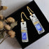 Unique Handmade Bohemian Enamel Vintage Matt Silver Bar Dangle Earrings Chic Round Blue Gemstone Geometric Square Drop Earrings for Women Statemen...