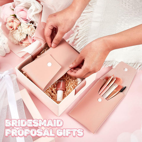 Gerrii 6 Sets Travel Makeup Brush Set Brushes Bag Bridesmaid Gift Synthetic Fiber Face Make up Brushes Angled Blush Brush for Wedding Bridal Showe...