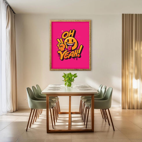 Posterizer 1 pcs-Oh Yeah- Positive Girly Minimalistic Wall art-Abstract & Modern Art-Gift for Daughter, Son, Kids-Living Room Bedroom Decor- UNFRA...