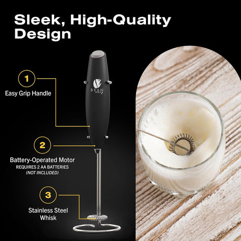 Bean Envy Milk Frother Handheld for Coffee - Mini Drink Mixer Whisk & Coffee Foamer Wand with Stand for Lattes, Cappuccino, Matcha and Hot Chocola...
